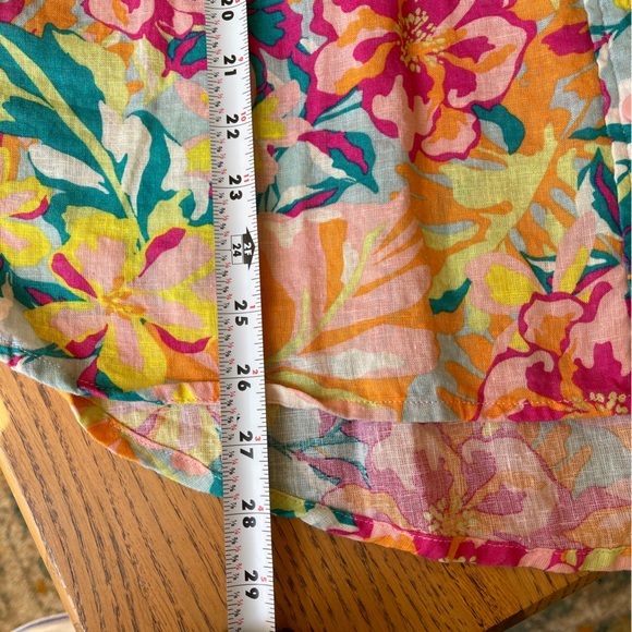 Time and Tru Tropical Floral Button-Up Blouse Linen Lyocell Blend - Picture 5 of 6